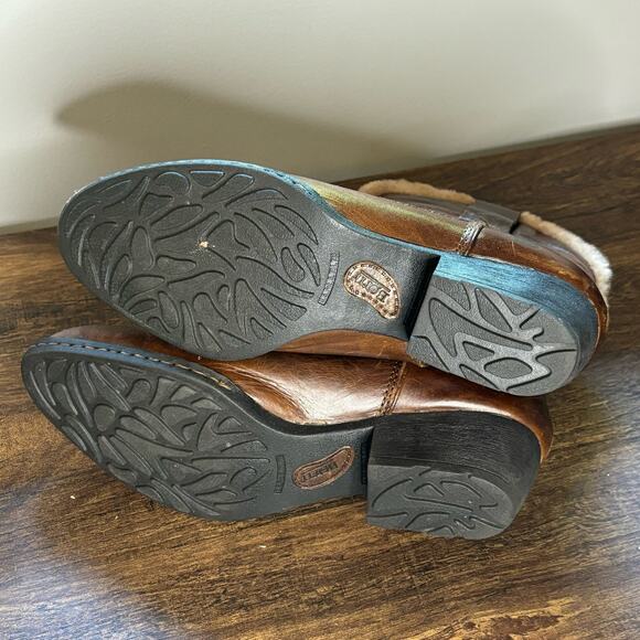 Born Brown Leather Shearling Lined Western Style Slip On Boots - size 8.5 - Picture 6 of 8